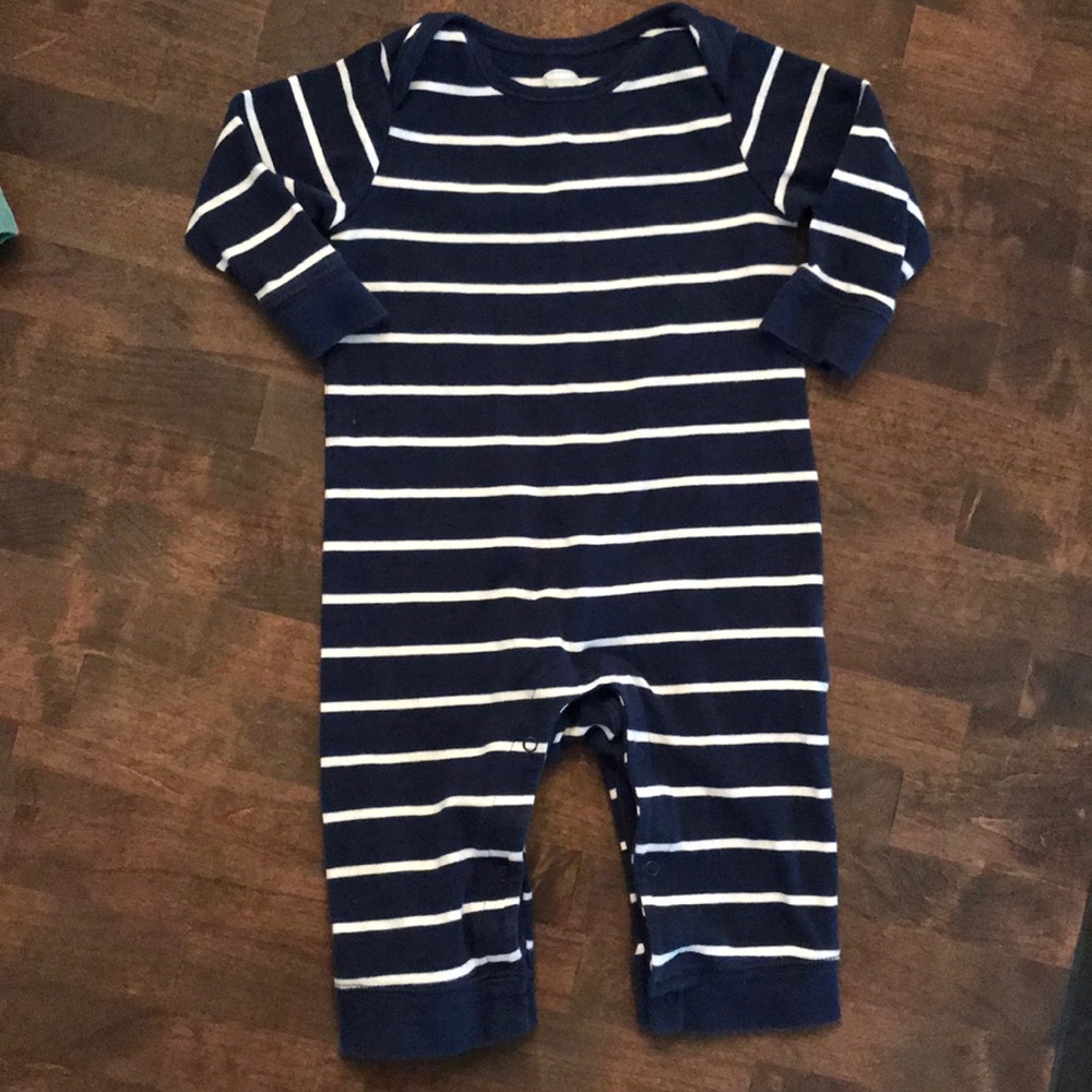 Old Navy - navy and white striped jumpsuit - 6-12m